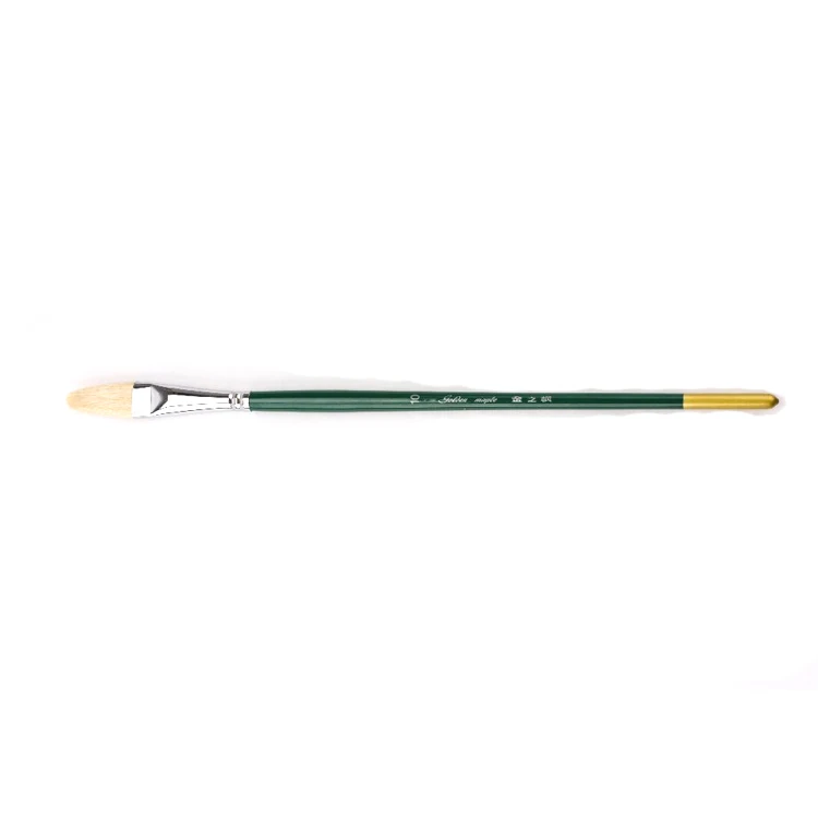 New Product 6pcs Wood Handle Filbert Bristle Art Paint Brushes Hog Hair Oil Painting Brushes Paint Pen