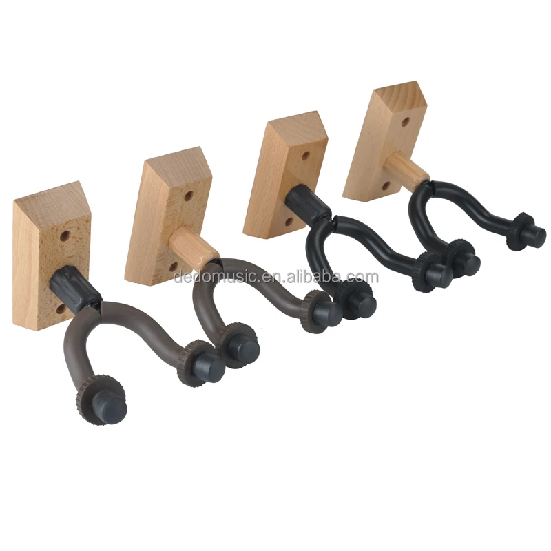 New Upgraded Hardwood Brown / Black Wall Hanger for Acoustic and Classic Guitar in Home and Studio