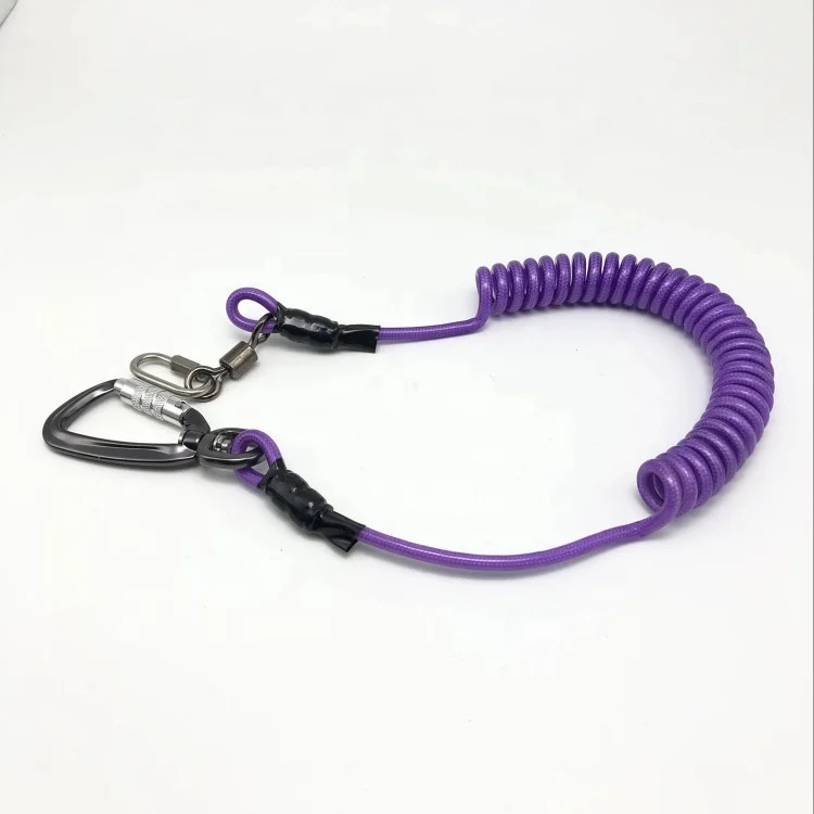 
Heavy duty safety coil tool lanyard with airscraft aluminum carabiner 