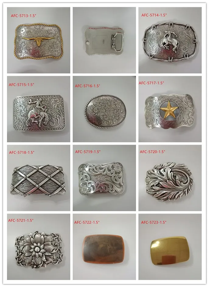 metal buckle three pieces western belt buckle set