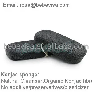 100% Natural Bio Face Cleaning Bamboo Charcoal Bath Puff Konjac Sponge For Acne/Spot/ Pimple scar