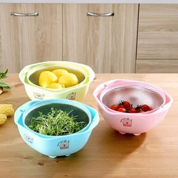 YUGOSLU NEW DESIGN 3pcs 360 degree rotating double-layer stainless steel strainer colander set