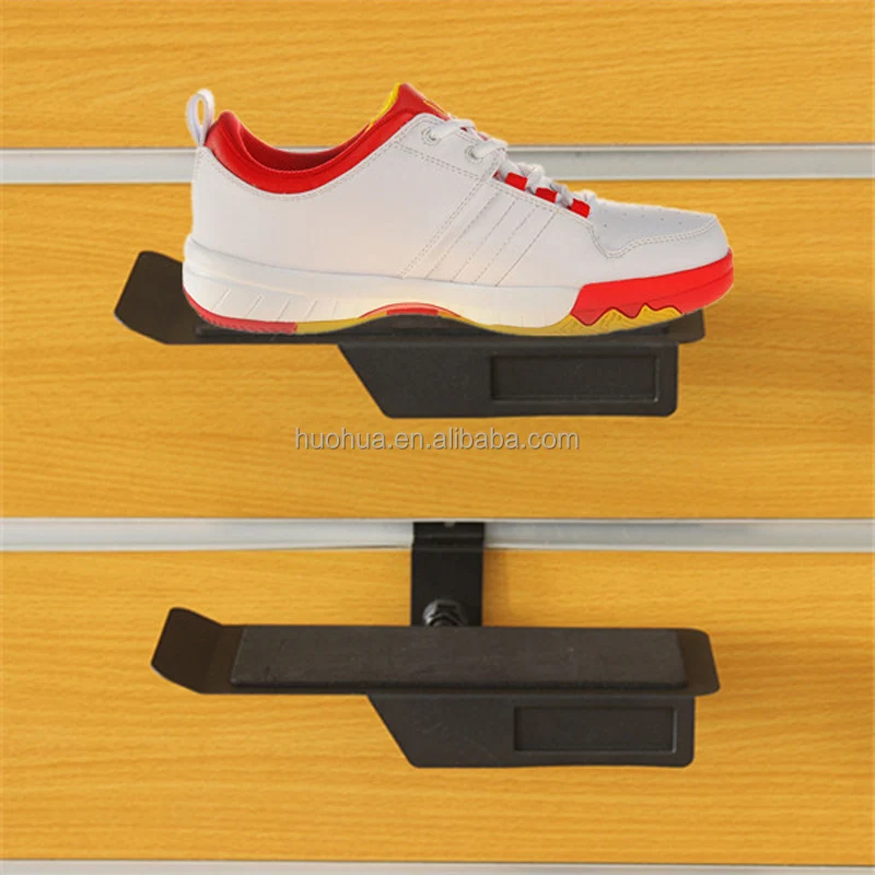 huohua wholesale high quality slatwall mdf materials shoes display rack