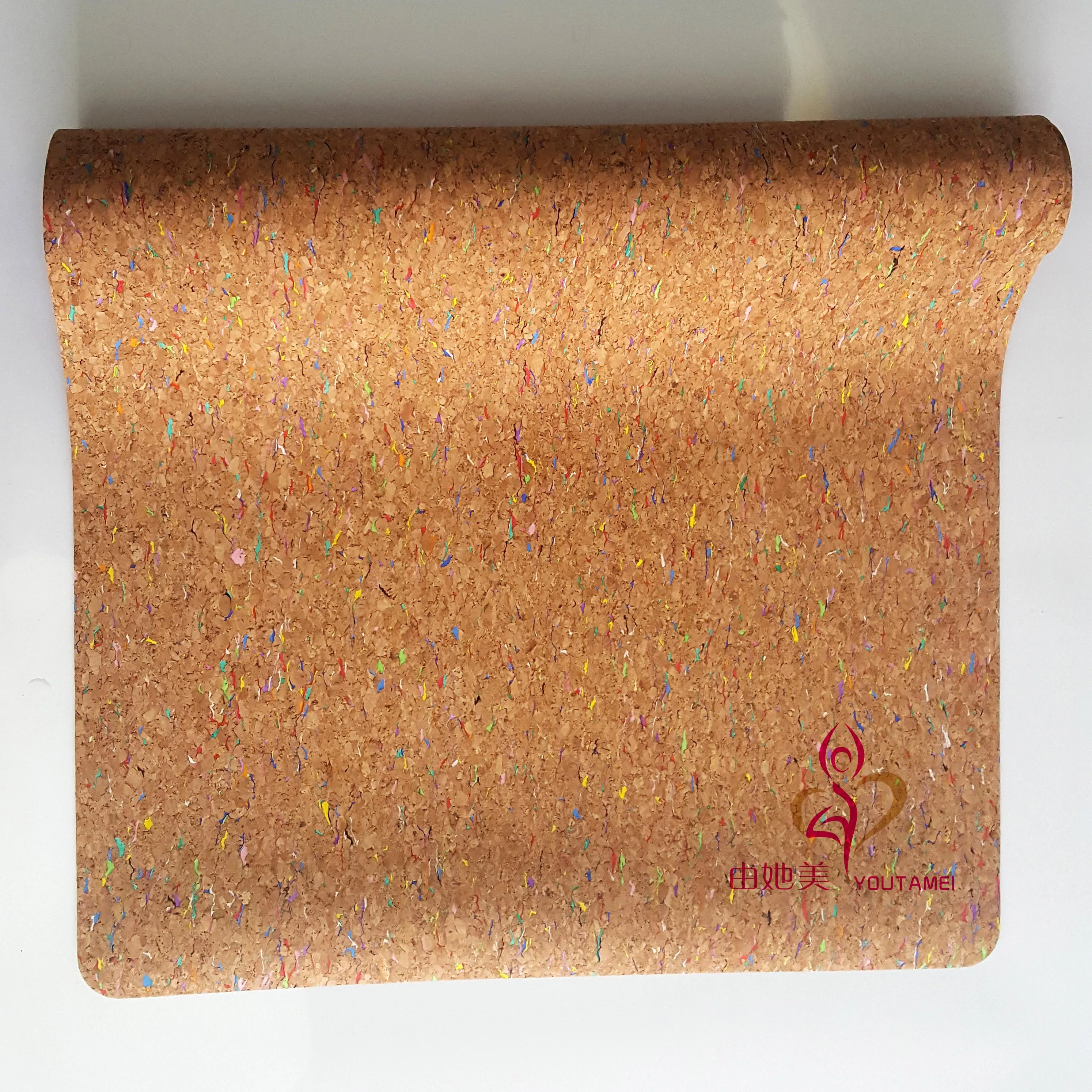 Eco friendly soft non slip natural rubber base non slip custom printing etching promotion gift logo cork yoga mat direct factory