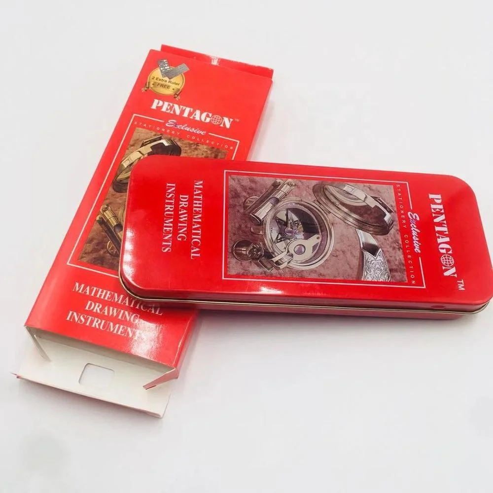 HAIWEN 9 Pcs Classic Metal Compass Mathematics School Geometry Set for Students back to school set