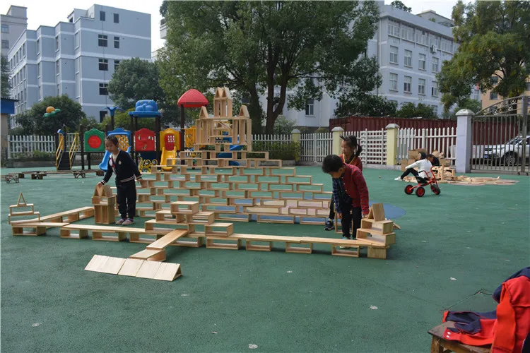 Goodkids Popular Large Hollow Natural Color Pyramid Unit Blocks Educational Outdoor Toys