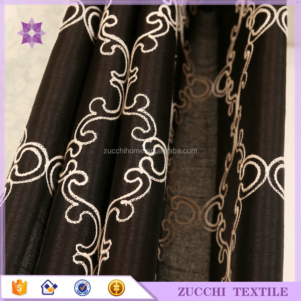 Faux Silk Curtain American Style Cheap Embroidered Living Room Hotel Cafe Accept Customized Curtain Size 100% Polyester Window