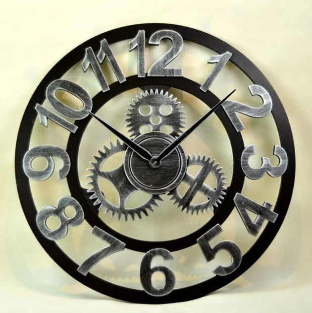 Roman numerals Retro Rustic Vintage big Wooden 23 Inch antique bronze Gear Wall Clock