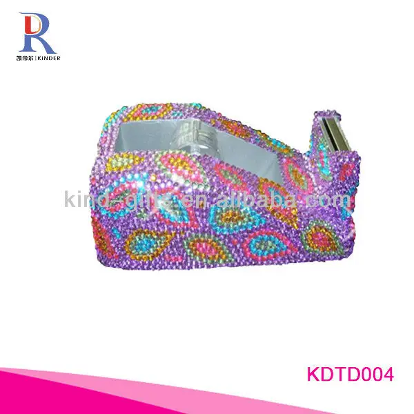 Bling Bling Pink Crystal Beaded Metal Tape Dispenser