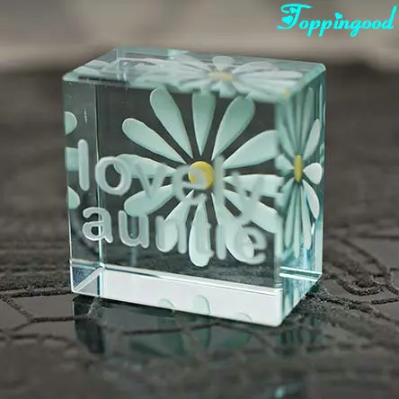 Pink Cross On Your Christening Crystal Block For Boy Church Souvenir