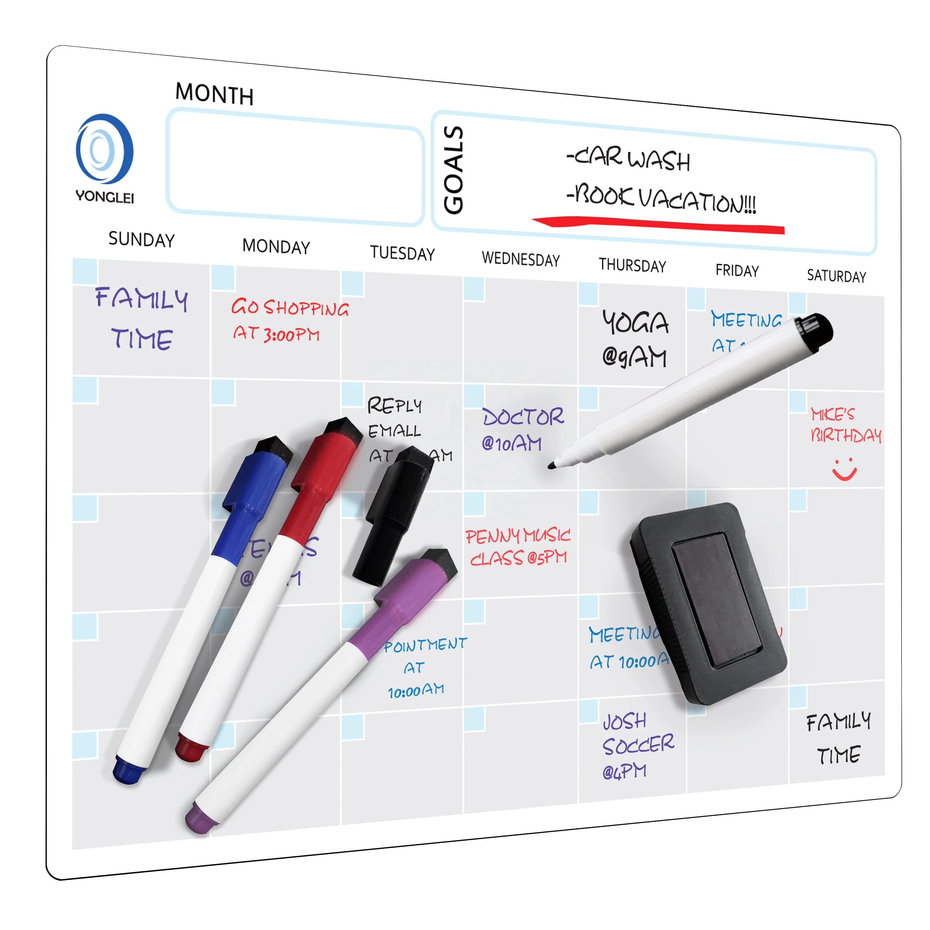 
6.7-2A2 Monthly dry erase calendar board magnetic fridge calendar 