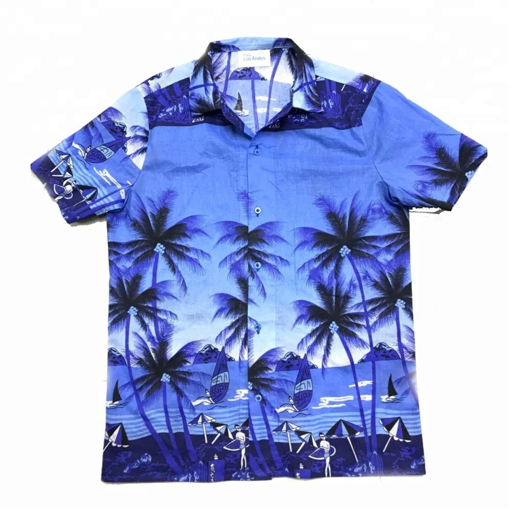 custom 100% polyester printed shirt for men hawaiian shirts wholesale