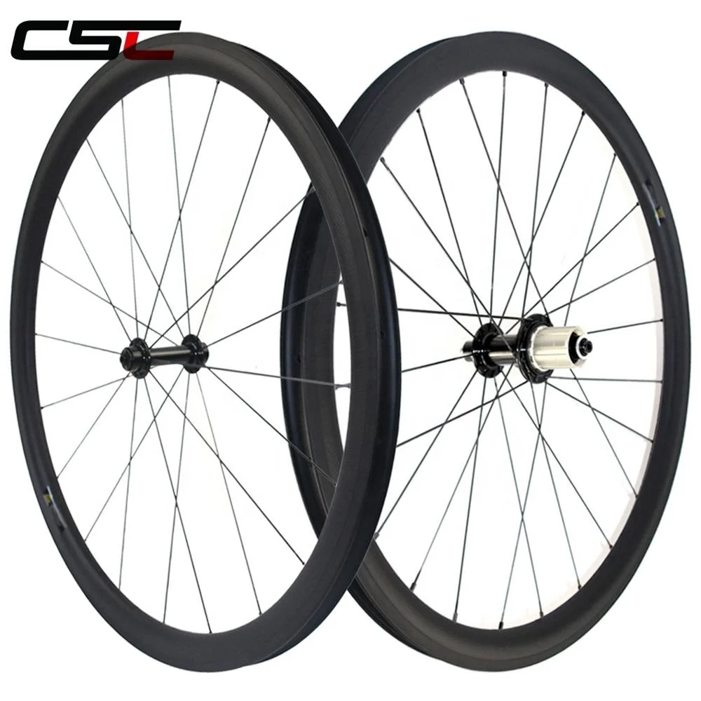 CSC 38mm depth 25mm width Tubular Carbon Fiber Bicycle Wheels Powerway R13 hub Mac CN424 Spokes Super Light Road Bike Wheels