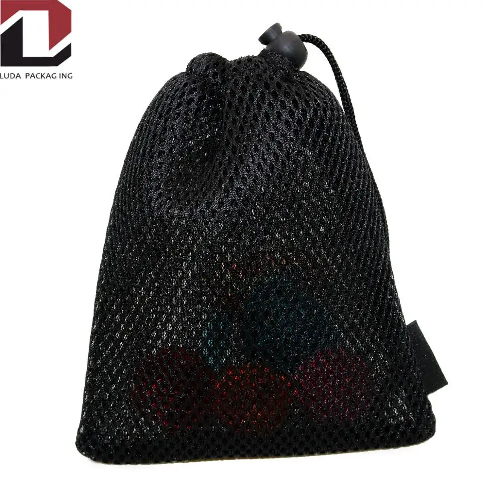 polyester soap packaging Black small drawstring nylon mesh bag