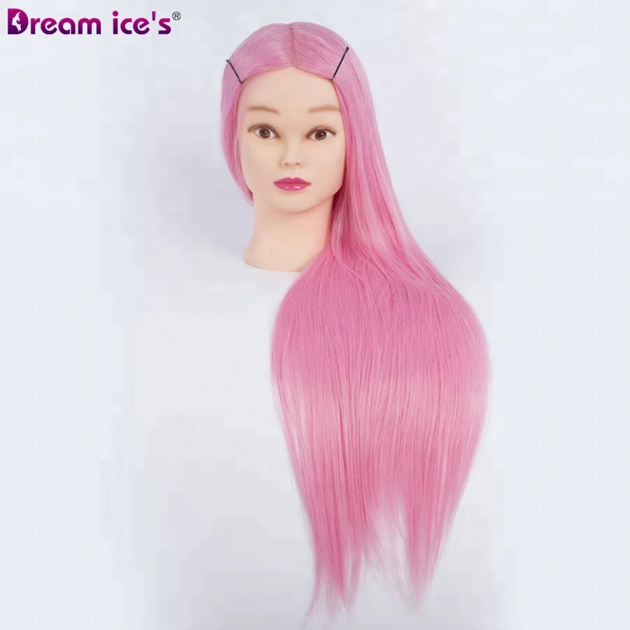 Styling Training Head Long Straight Synthetic Fiber Hair Manikin Cosmetology Doll Head For Hair Practice And Hairdressing