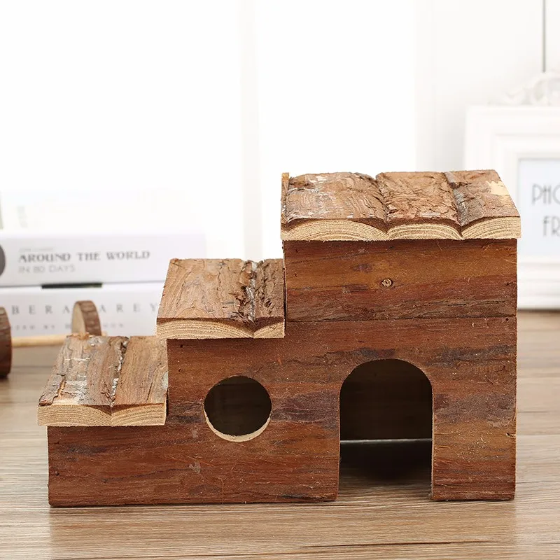 Non-toxic Natural pine wooden hamster cabin cage house hutch for guinea pig rat mice hedgehog cabin