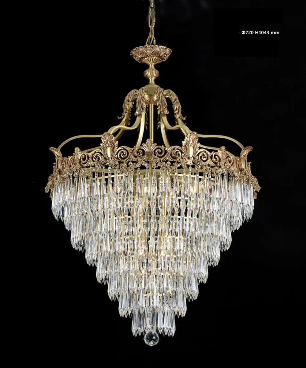 Italy Style Home Decor Crystal Bronze Chandelier for Living Room/ Elegant Ornate Crystal Pendant Lamp Droplight for Hotel