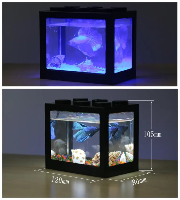 Stackable Fish Tank Small Fancy Tropical Fish Tank Usb Led Lighting For Christmas Gift