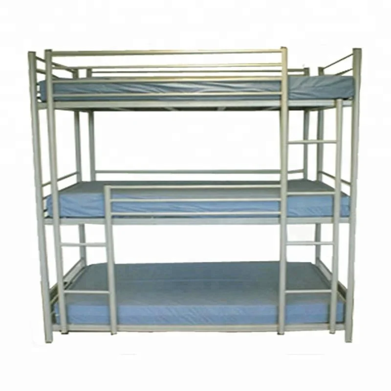 high quality home dormitory steel hostel beds 3 layer 3 sleepers triple metal bunk bed