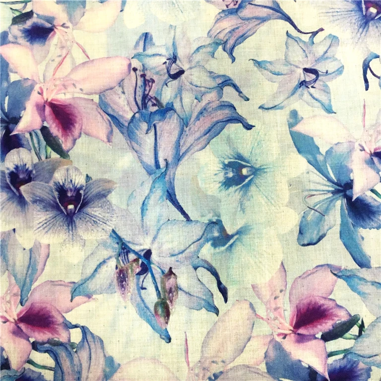 Low MOQ factory direct high quality digital printed cotton lilan fabric