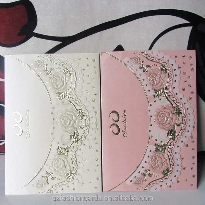 Tracing Paper Gold Rose Embossed Custom Fold Wedding Invitation Covers