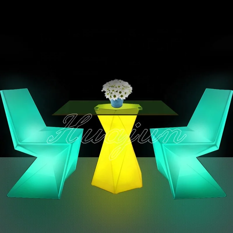 Outdoor furniture glowing bar table,led garden furniture table chair