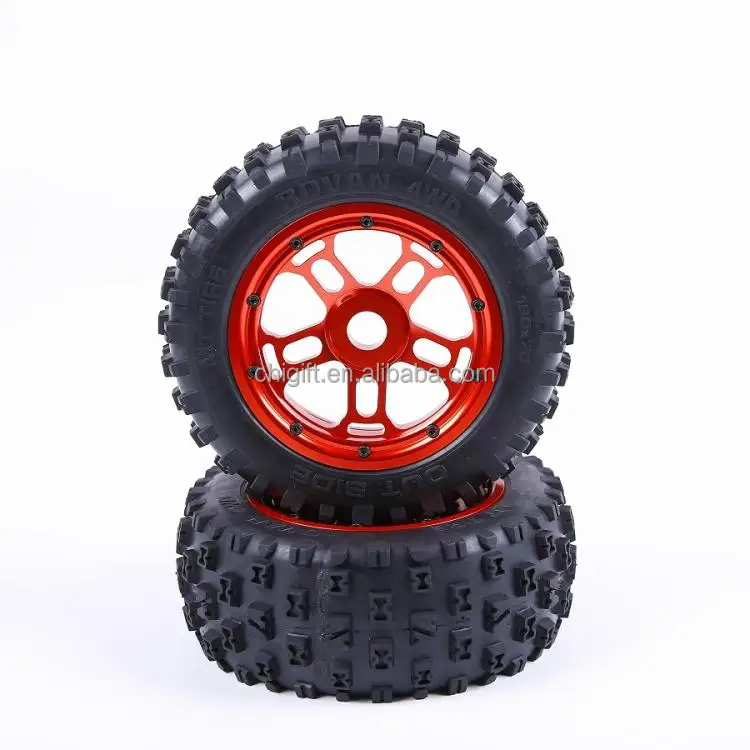 Набор металлических ступиц колеса CNC с шинами для грузовика 1/5 RC baja Rovan LT 97045
