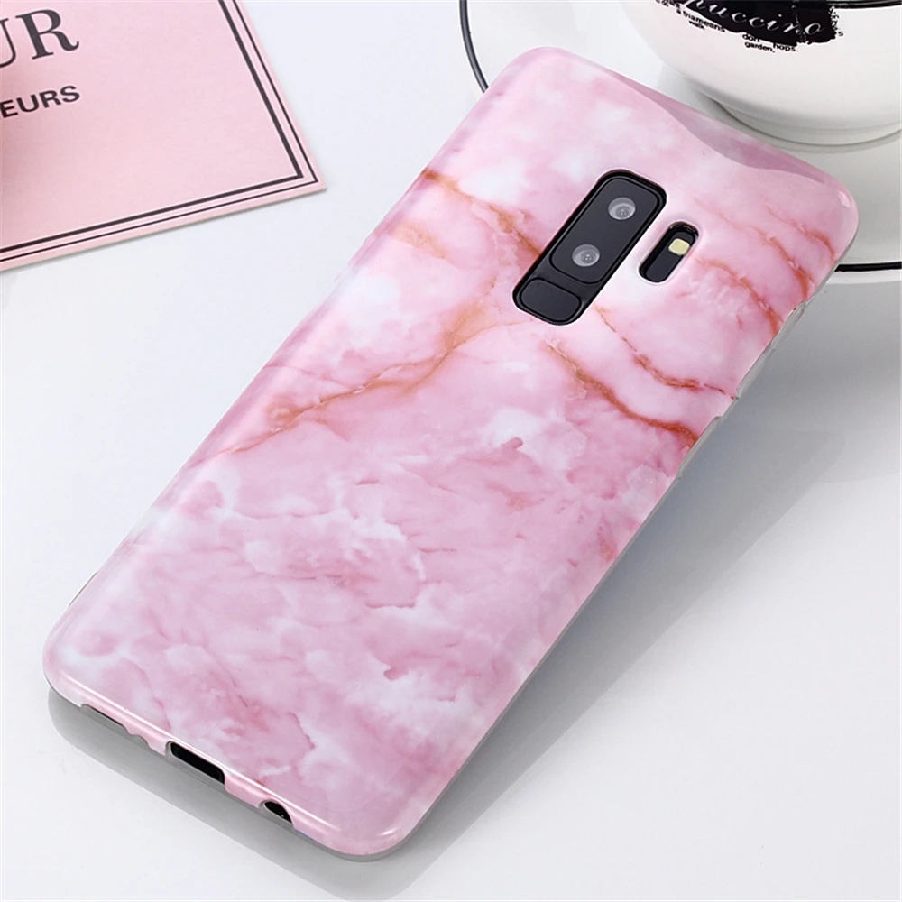
Pink IMD TPU Luxury Marble mobile phone Covers For Samsung Galaxy S9 plus 