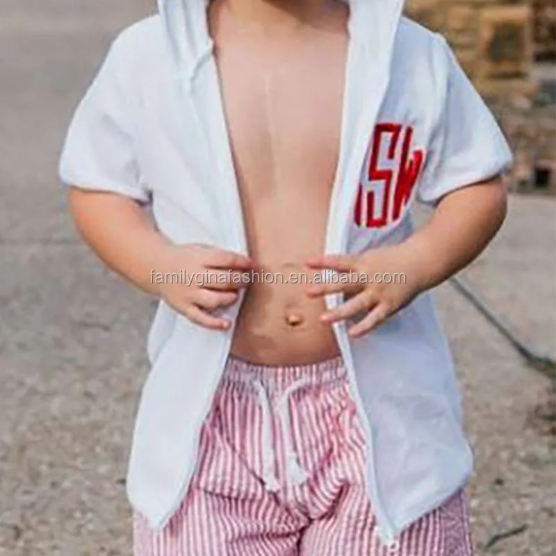 Monogram Beach Cover Up Seersucker Swimsuit Set Toddler Boys Swimming Trunks And Coverup