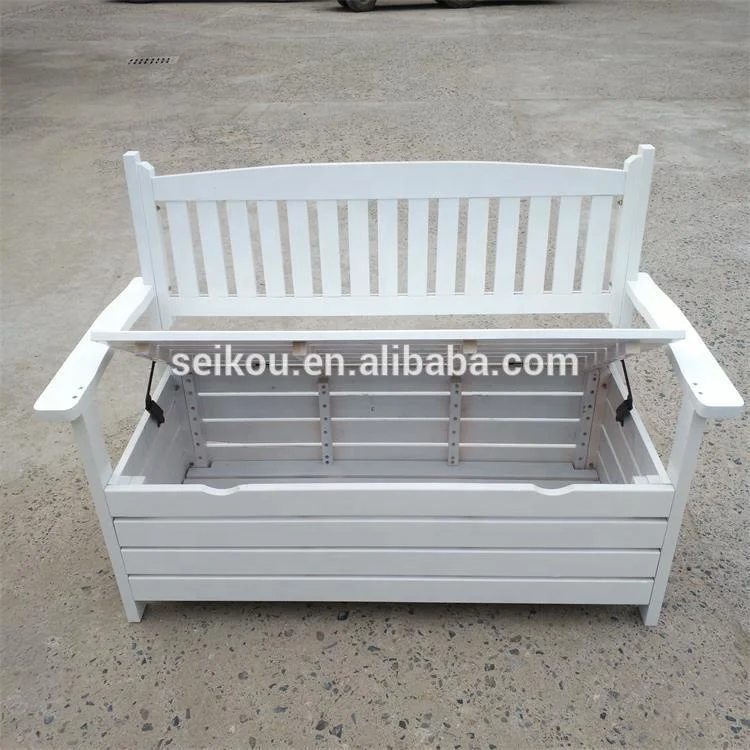 Outdoor Garden White Long Bench with Open Seat