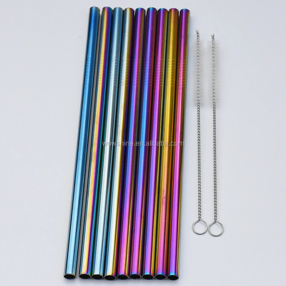 
colorful stainless steel drinking straws 6mm*267mm thickness 0.55mm 