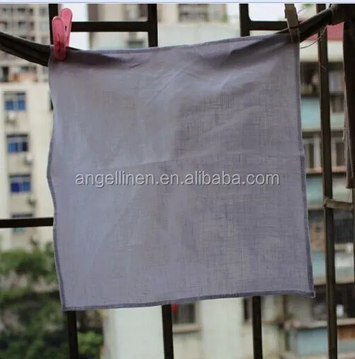 wholesale high quality textile pure flax linen fancy handkerchief with piping hem