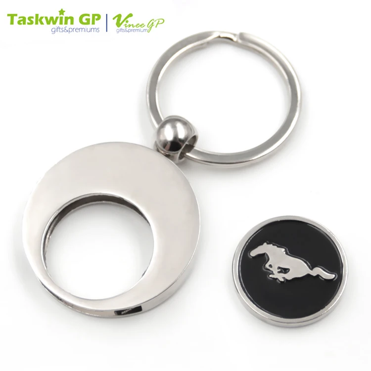 Customizedlogos Horse Zinc Alloy Nickel Soft Enamel  Keyring Trolley Coin Key Ring