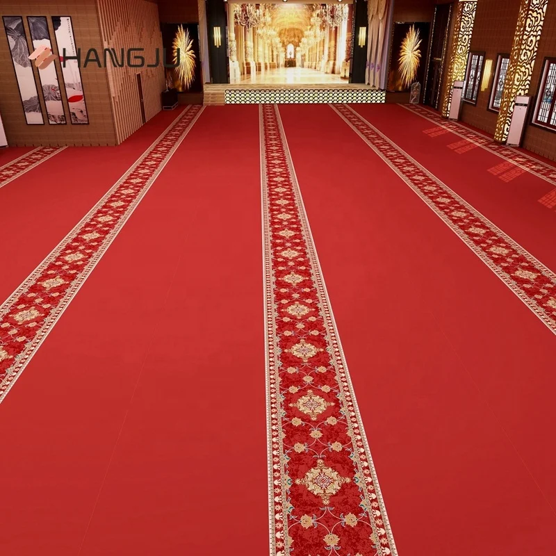 Custom 100% Nylon 6.6 Print Wall to Wall Red Carpet for Banquet Hall New Design Shanghai Hangju HAI 14 series