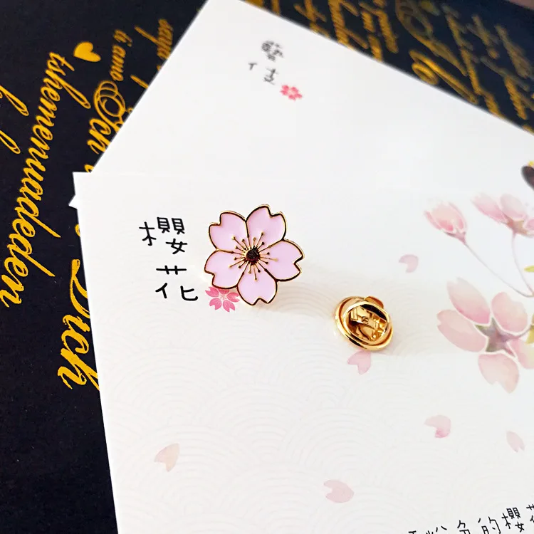 2019 female sweet cherry blossom brooch flower collar lapel pin badges
