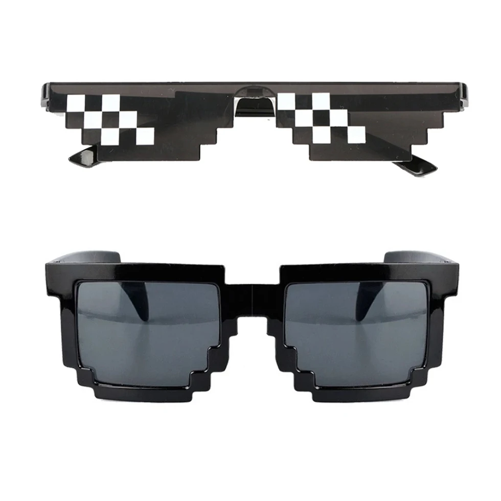 Mosaic Novelty Frame Sun Glasses Small Boy Custom Logo Color Promotion Pixelated 8 Bit Pixel Sunglasses, Code Low Resolution Kid