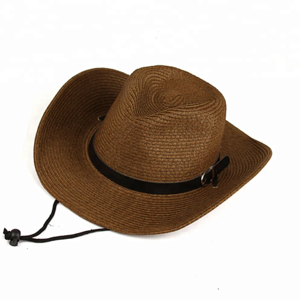 Promotional cheap cowboy straw hat mens straw cowboy hat with string