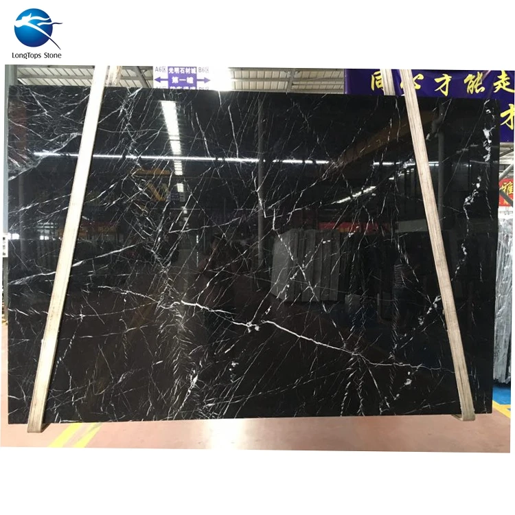Polished Natural zimbabwe black marble floor tile , Nero marquina black marble price in india