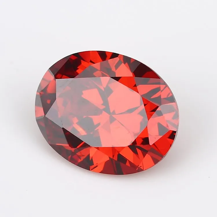Wuzhou oval red cz stone Jiangyuan gems