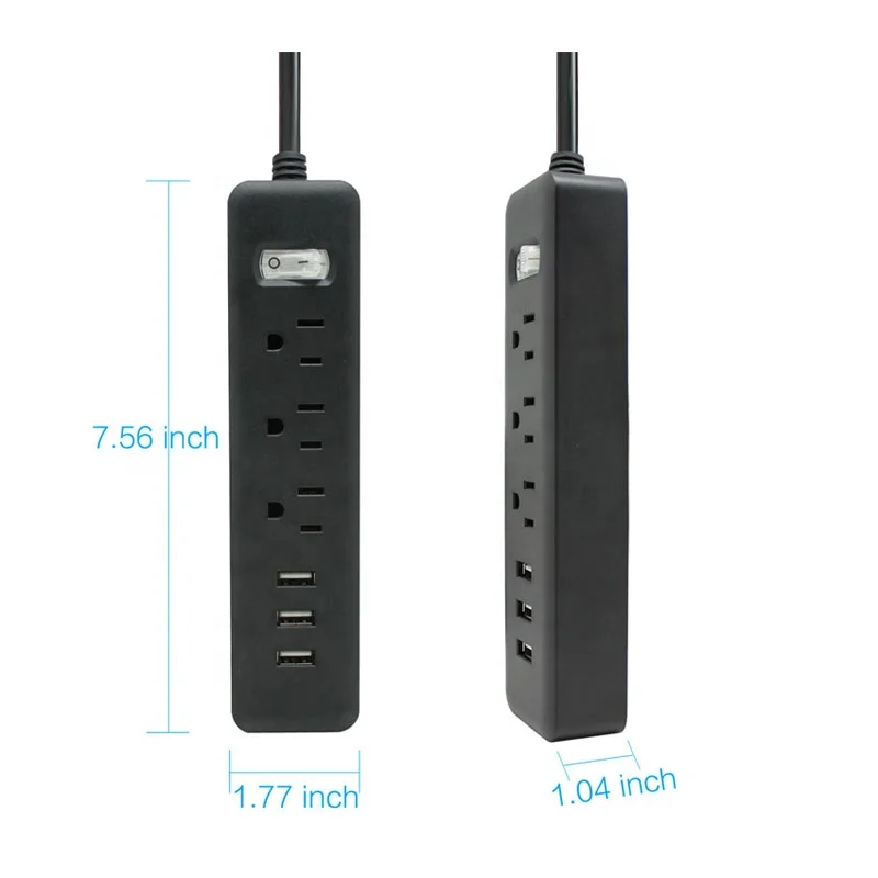 
Smart USB power strip outlet connector electrical power extension cord socket 