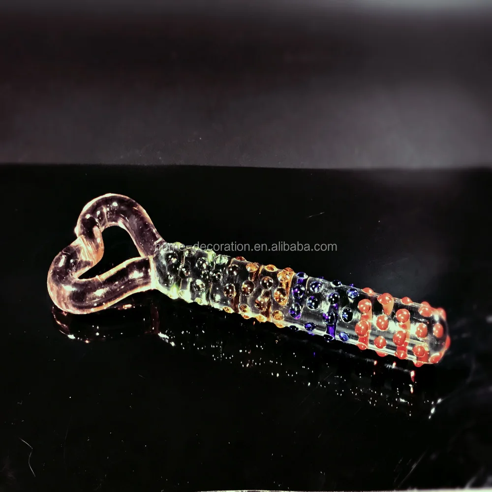 heart shape long big glass dildo made in China