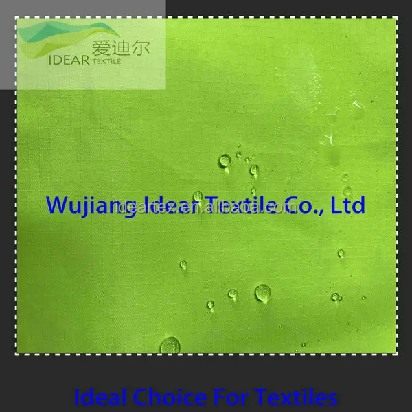 210T Ripstop Recycled Polyester Pongee PU Waterproof Raincoat Fabric 100% Polyester Material