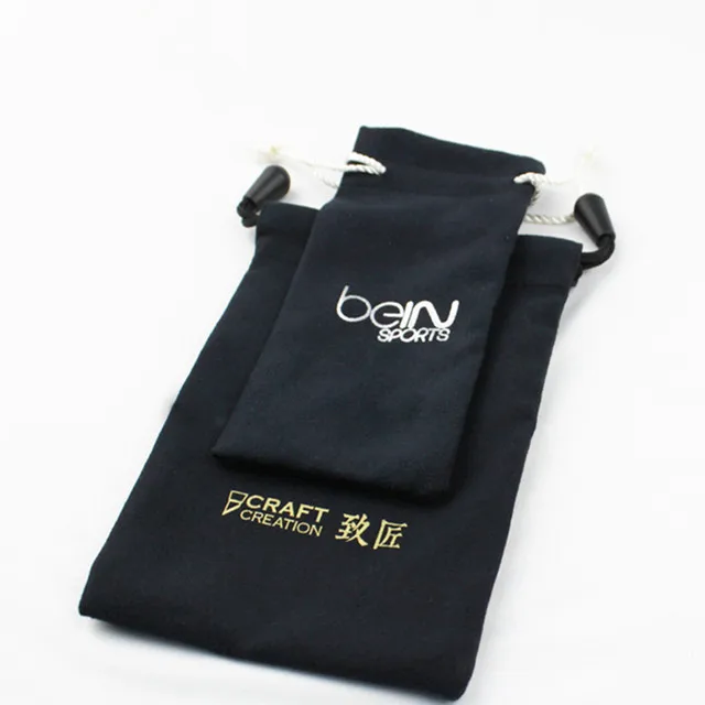 
Custom Logo Printed Microfiber Fabric Jewellery glass Soft drawstring Pouches 