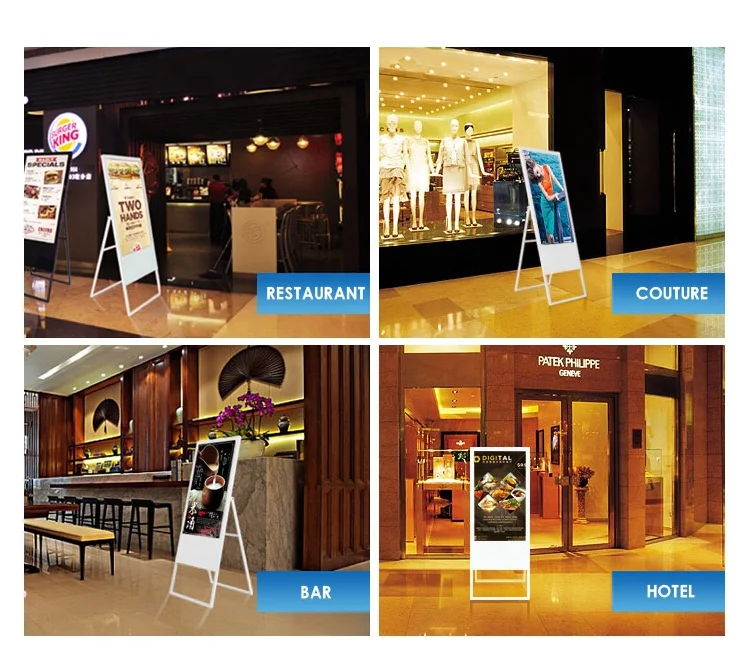 High quality 32 43 50 55 Inch portable lcd advertising boards digital signage for restaurant