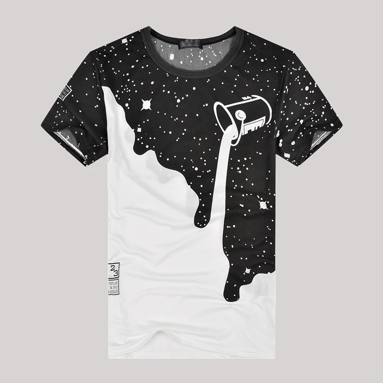 OEM Customized Tees Mens Milk Star Printing Short Sleeve T-Shirt