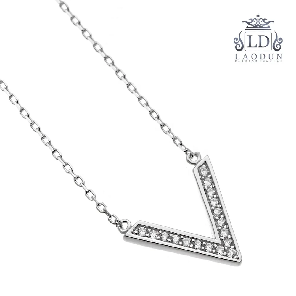 Letter V Initial Necklace for Women 925 silver alphabet hot sell fashion Pendant zircon Necklace