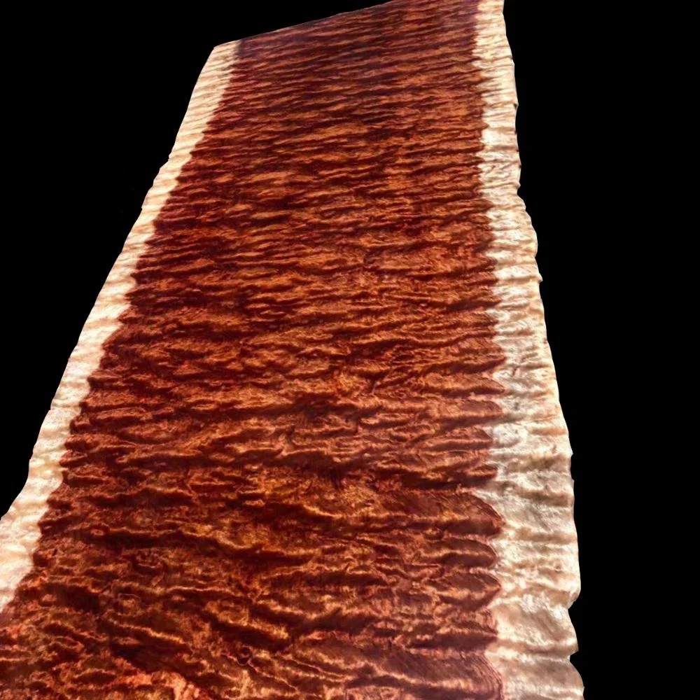 Live Edge Desktop Waterfall Bubinga Board Precious Wooden Table 4 Meters