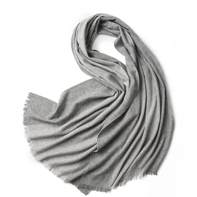 Inner Mongolia Long Shawls Unisex Winter 100% Lamb Wool Stripes Pashmina Women