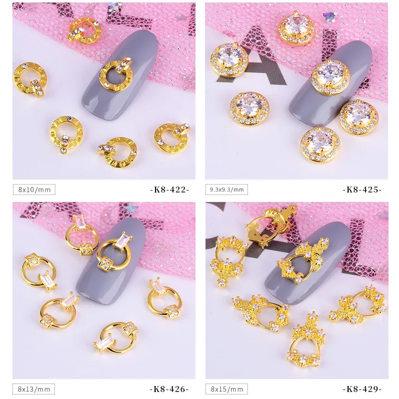 OEM Luxury Metal House Shoe Shape Chic Nail Art Charm Cubic Zircon Decoration Nail 3D Nail Sticker DIY Art Decoration Jewelry