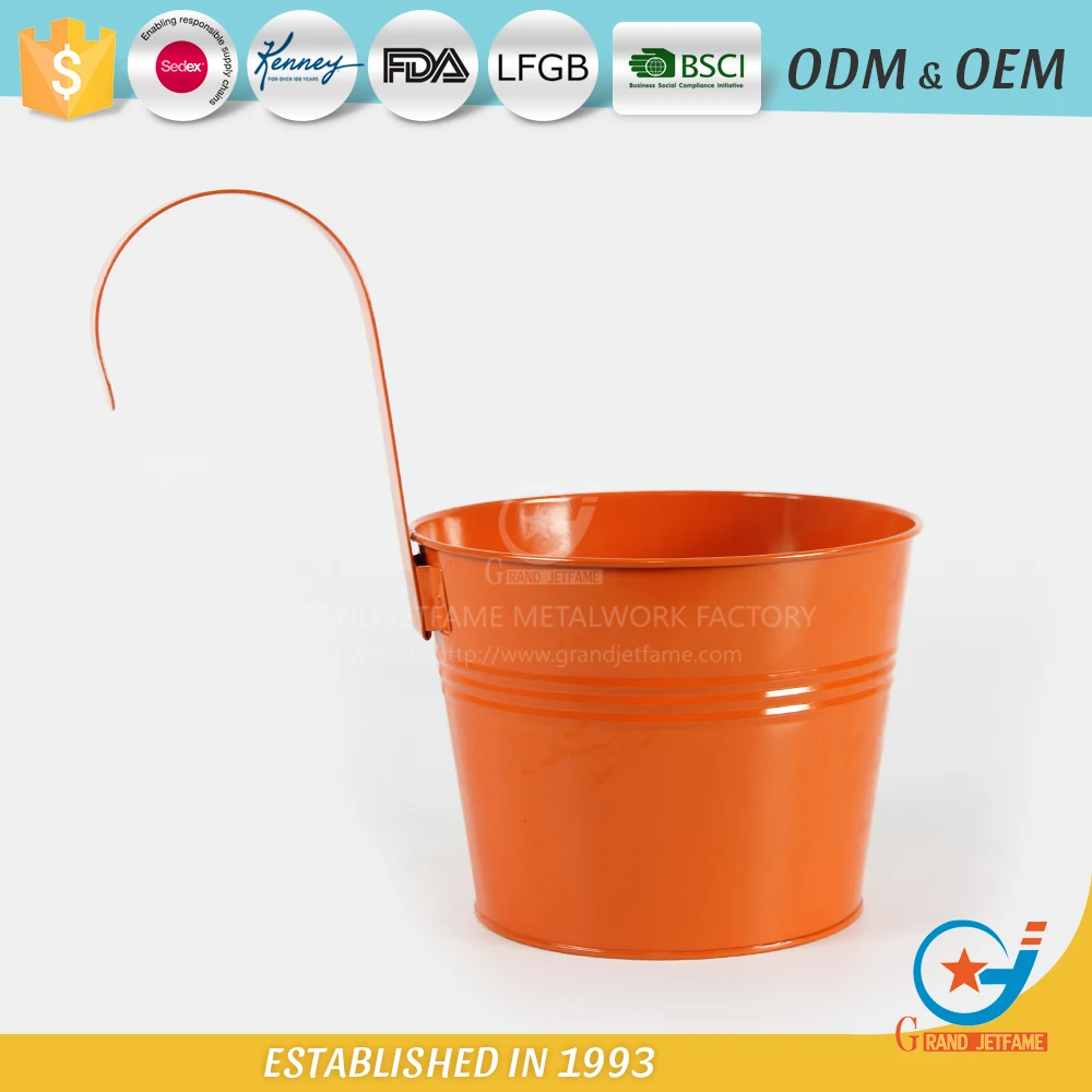 Homeware Galvanized Steel Half Flower Pots for Wall Hanging Fence Planters Outdoor